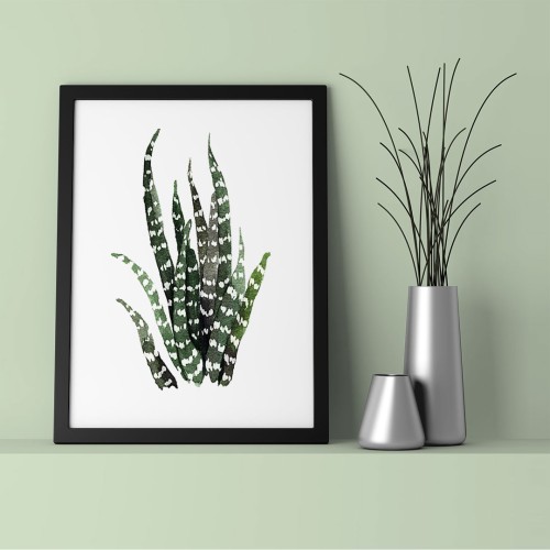 Çizgili Yapraklar Çerçeveli Poster