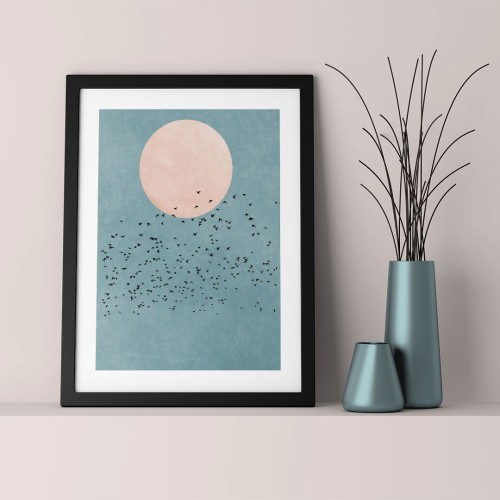 Pembe Ay Çerçeveli Poster
