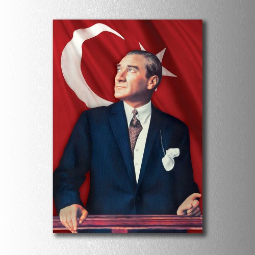 Renklendirilmiş Atatürk Portre Kanvas Tablo