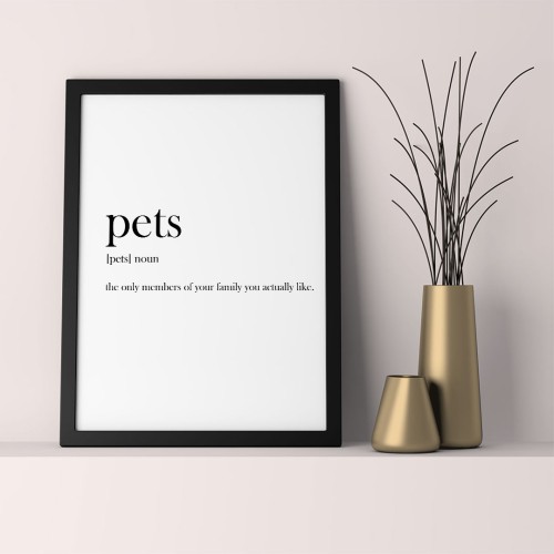 Pets Funny Dictionary Çerçeveli Poster