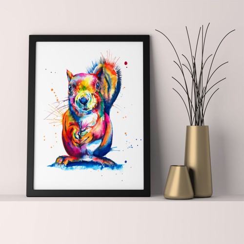 Renkli Sincap Çerçeveli Poster