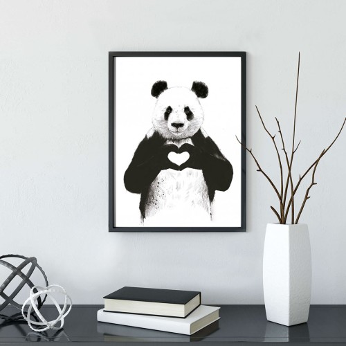 Panda Kalp Çerçeveli Poster