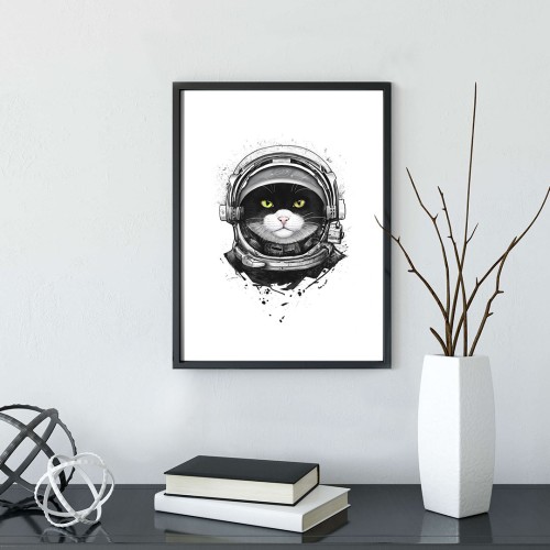 Astronot Kedi Çerçeveli Poster