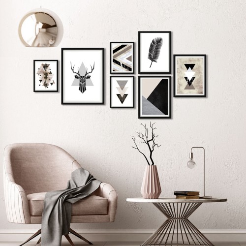 Geometrik Kahve Çerçeveli Poster Seti