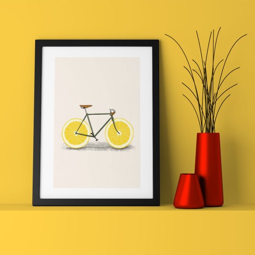 Portokallı Bisiklet Çerçeveli Poster