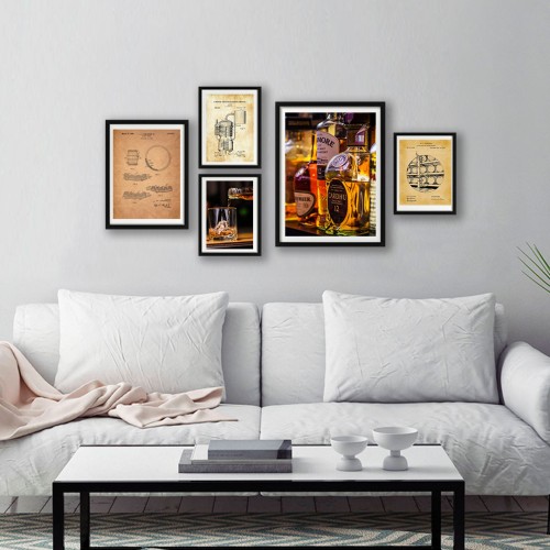 Viski Çerçeveli Poster Seti