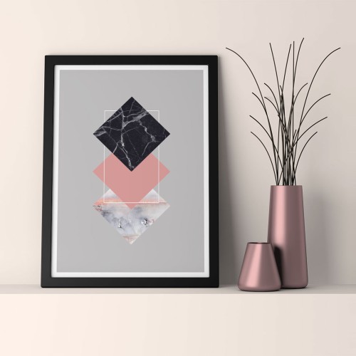 İskandinv Kareler Çerçeveli Poster