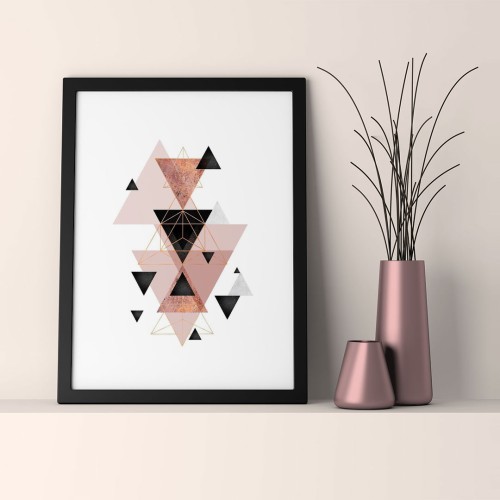 Pudra Üçgenler Çerçeveli Poster