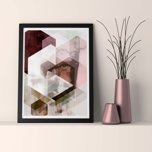 İç İçe Altıgenler Çerçeveli Poster