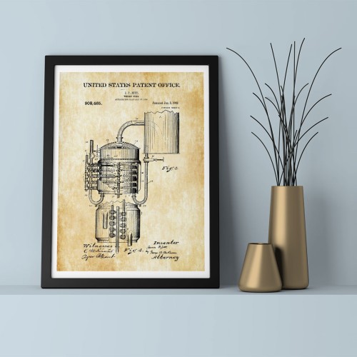 Patent Whisky Fill Çerçeveli Poster