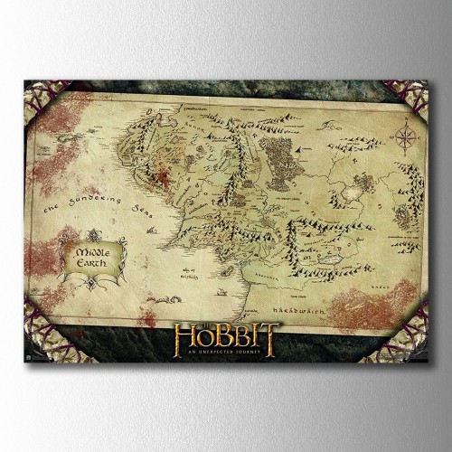 Hobbit Orta Dünya Harita Kanvas Tablo