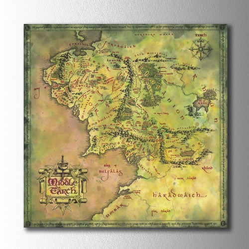Middle Earth Yeşil Kare Kanvas Tablo