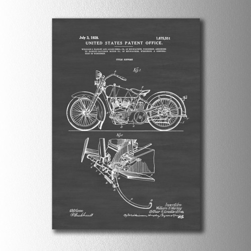 Harley Davidson Patent Kanvas Tablo