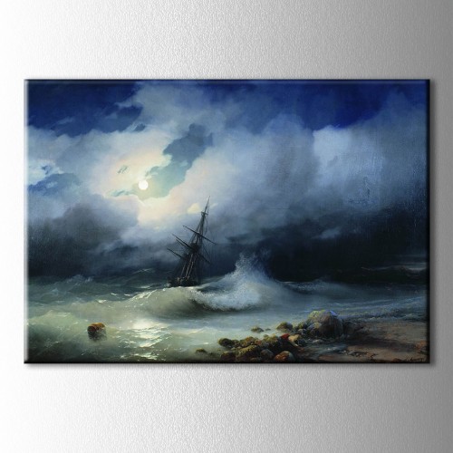 Rough Sea At Night Ivan Aivazovsky Kanvas Tablo