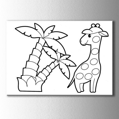 Zürafa ve Palmiye Boyama Kanvas Tablo