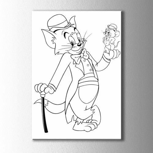 Boyama Tom ve Jerry Kanvas Tablo
