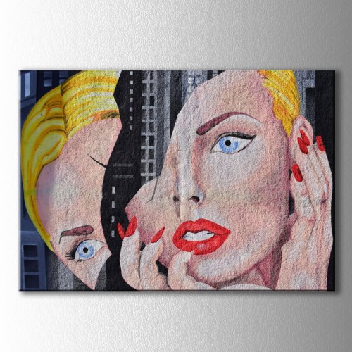 Popart Parçalanmış Kadın Kanvas Tablo