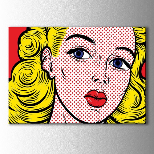Popart Sarışın Kadın Kırmızı Noktalar Kanvas Tablo