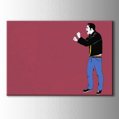Popart Sinirli Adam Kanvas Tablo