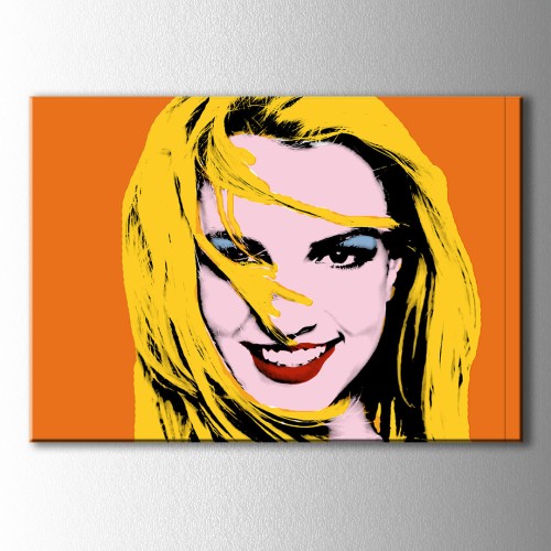 Popart Turuncu Fon Kadın Kanvas Tablo