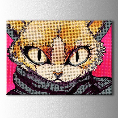 Popart Kedi Kanvas Tablo