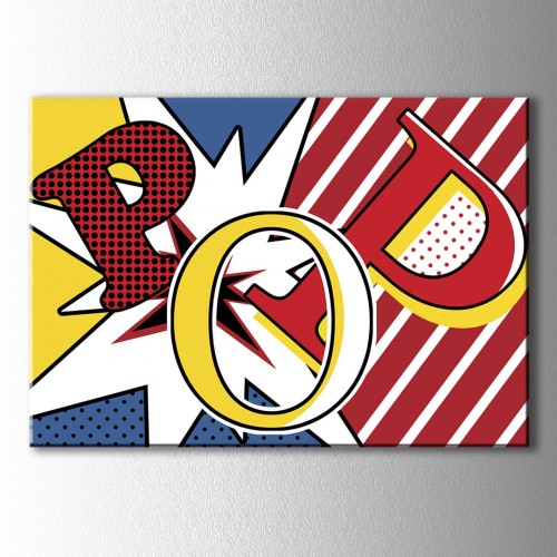 Popart Renkli Fon Pop Yazılı Kanvas Tablo