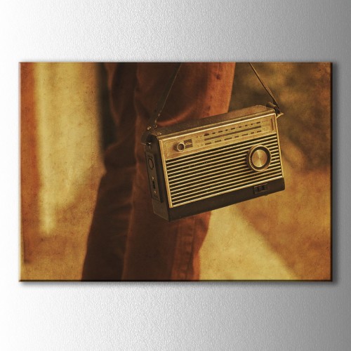 Retro Askılı Radyo Kanvas Tablo