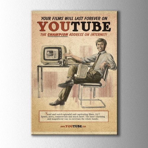 Retro Youtube Afiş Kanvas Tablo