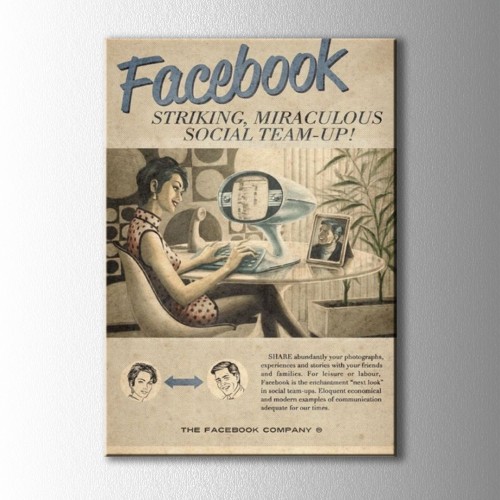 Retro Facebook Afiş Kanvas Tablo