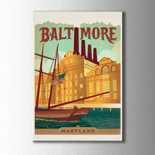 Retro Baltimore Kanvas Tablo