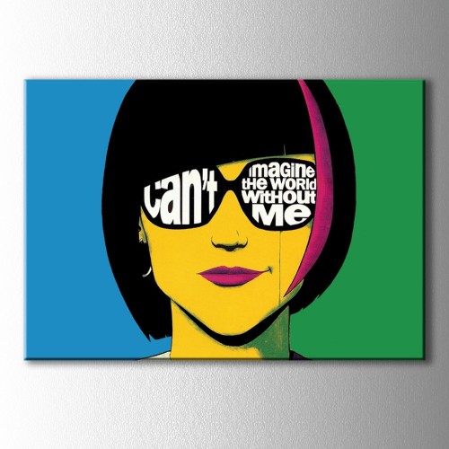 Yeşil Mavi Kadın Popart Kanvas Tablo