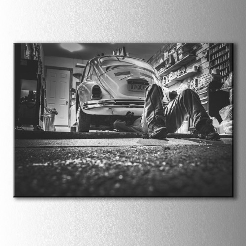 Retro Beetle Siyah Beyaz Kanvas Tablo