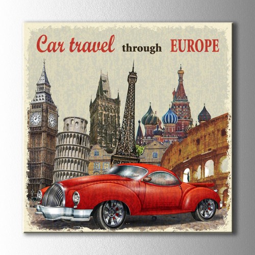 Vintage Car Travel Kanvas Tablo