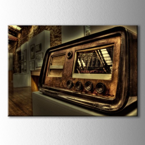 Retro Ahşap Radyo Kanvas Tablo