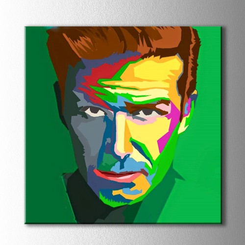 Popart Yeşil Fon Sert Adam Kanvas Tablo