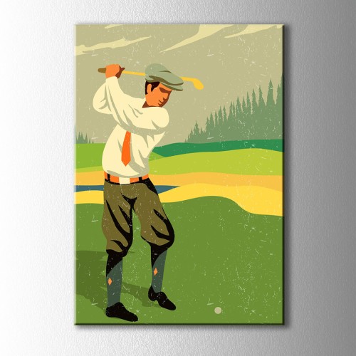 Golf Oynayan Adam Kanvas Tablo
