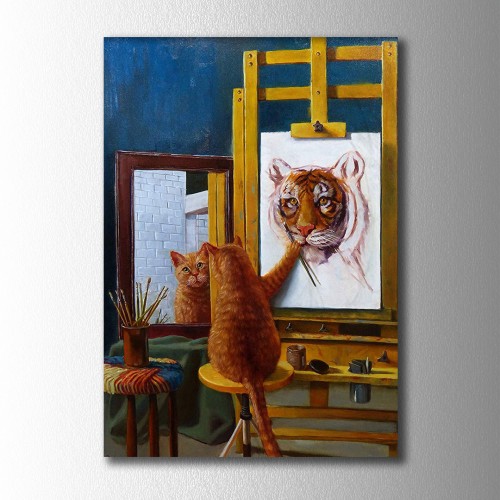 Ressam Kedi Kanvas Tablo