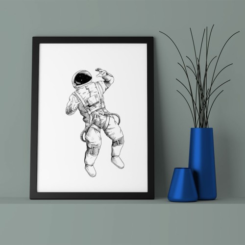 Astronot Çerçeveli Poster