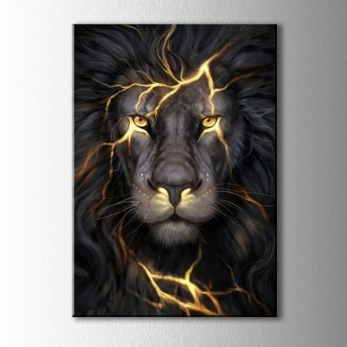 Gri Aslan Kanvas Tablo