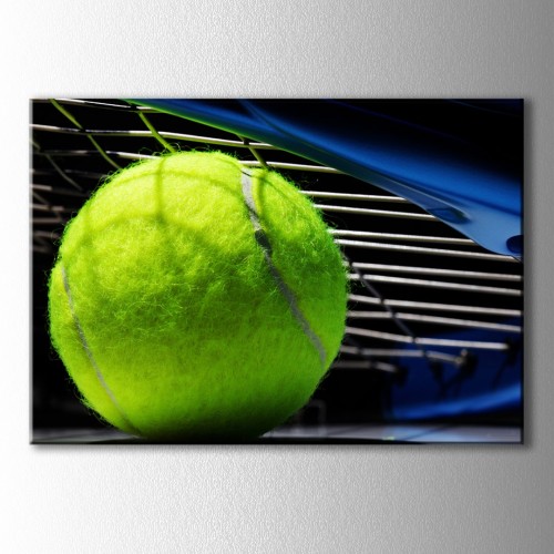 Tenis Mavi Raket Yeşil Top Kanvas Tablo 