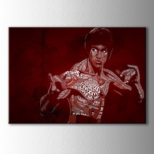 Tipografik Bruce Lee Çizim Kanvas Tablo 