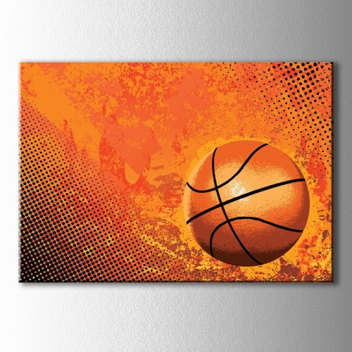 Turuncu Fon Basketbol Topu Kanvas Tablo 