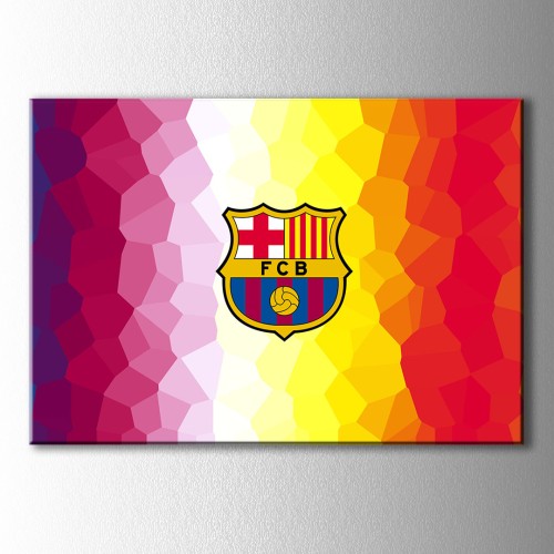 Renkli Barcelona Logo Kanvas Tablo 