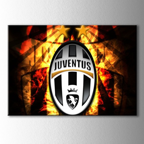 Juventus Ateşler İçinde Logo Kanvas Tablo 