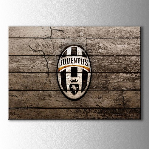 Juventus Ahşap Üzeri Logo Kanvas Tablo 
