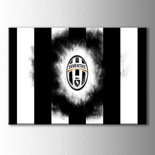 Juventus Çubuklu Logo Kanvas Tablo 