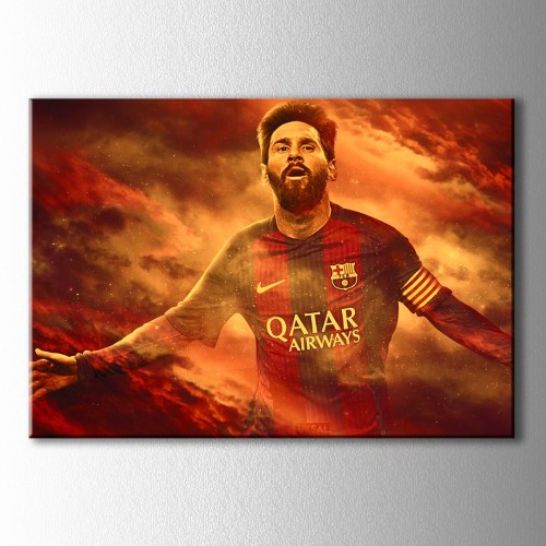 Bulutlar Arasında Messi Kanvas Tablo 