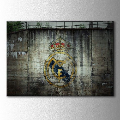 Duvar Grafiti Real Madrid Logo  Kanvas Tablo 