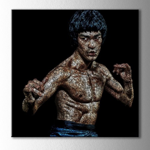 Bruce Lee Tipografik Kare Kanvas Tablo