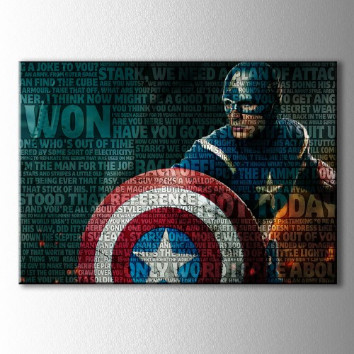 Captain America Tipografik Kanvas Tablo 